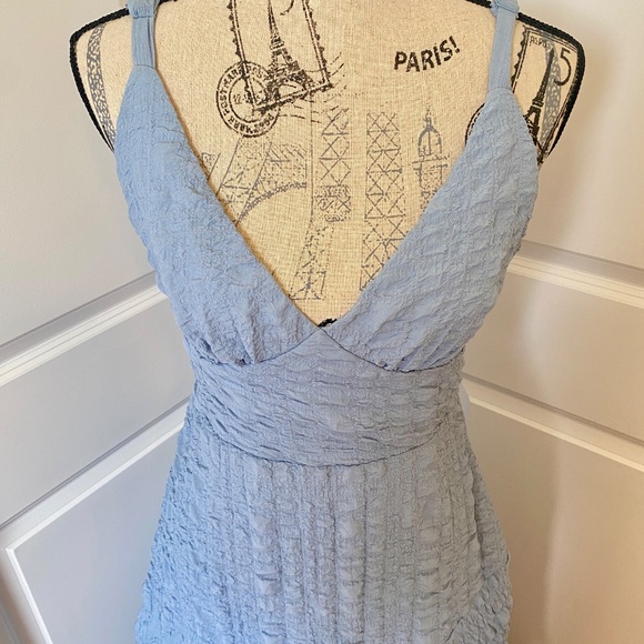 VICI Collection Tiered Cottagecore Long Maxi Dress Size Med Chambray Blue Boho - Picture 3 of 9
